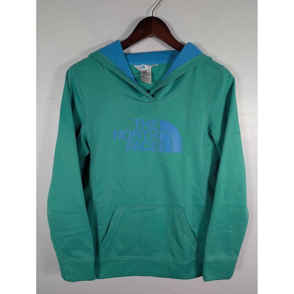 North Face Hoodie Womens Medium Green Blue Pullover Hooded Sweatshirt Outdoor